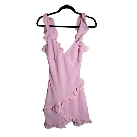 NWOT House of CB Tania Pink Quartz Ruffle Mini Dress Size Small - Picture 3 of 11